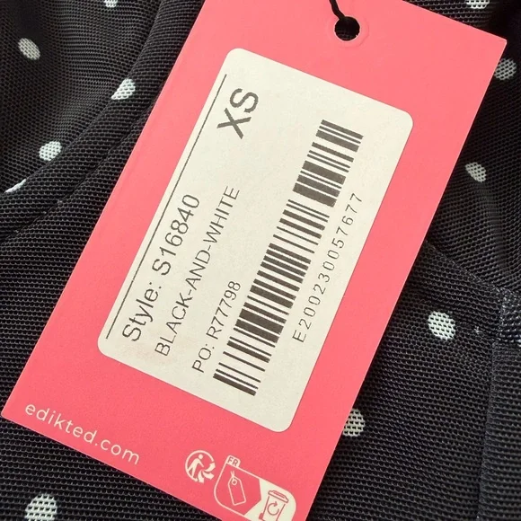 NEW Edikted Marcella Wide Strap Mesh Corset Black White Polka Dot XS - Picture 4 of 11